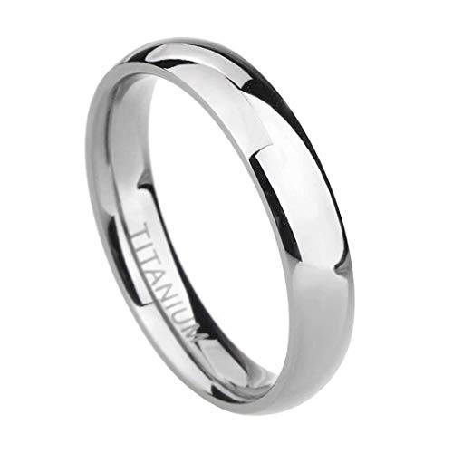 TIGRADE 2mm 4mm 6mm 8mm Titanium Ring Plain Dome High Polished Wedding Band Comfort Fit Size 3-15,4mm,Silver,Size 8