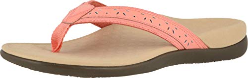 Vionic Women's Casandra Toe-Post Sandal - Ladies Everyday Sandals with Concealed Orthotic Arch Support Coral 10 Medium US