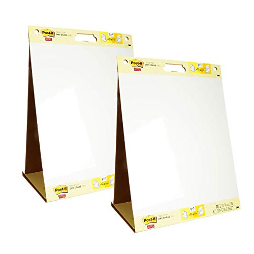 Post-it Super Sticky Portable Tabletop Easel Pad w/Dry Erase Panel, Great for Virtual Teachers and Students, 20x23 Inches, 20 Sheets/Pad, 2 Pads, Built-in Stand (563DE VAD 2PK)