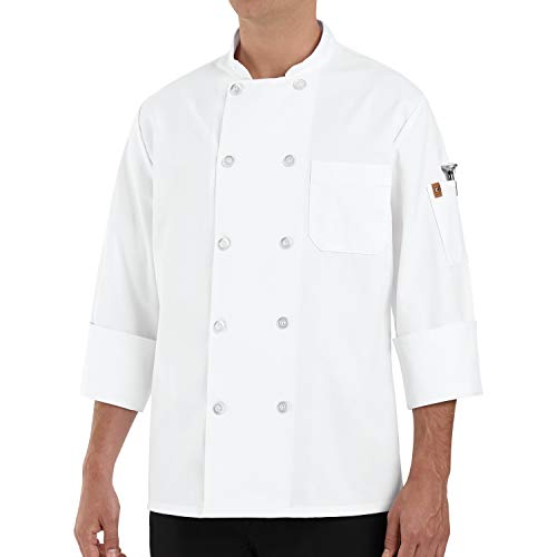 Chef Designs Bulwark Flame Resistant 7 oz Cotton/Nylon Excel FR ComforTouch Regular Dress Uniform Shirt with Tailored Sleeve Plackets, Topstitched Cuff, Silver Grey, 2X-Large, White (415)