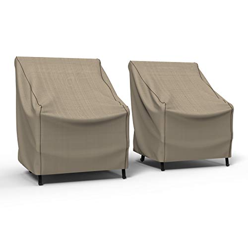 Budge P1A03PM1-2PK English Garden Patio Chair Cover (2 Pack) Heavy Duty and Waterproof, Small (2-Pack), Tan Tweed