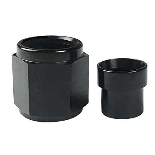 6 AN Tube Nut and Sleeve For 3/8 Tube Hose Line Fitting Adapter Aluminum Tubing Nuts Black Anodized