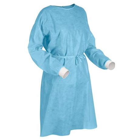 50-Pack Disposable Isolation Gown, FDA Registered, CE certified Level 2 PP & PE 40g, Fully Closed Double Tie Back, Knitted Cuffs, Fluid Resistant, Unisex