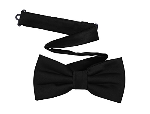 TINYHI Men's Pre-Tied Satin Formal Tuxedo Bowtie Adjustable Length Satin Bow Tie Black One Size