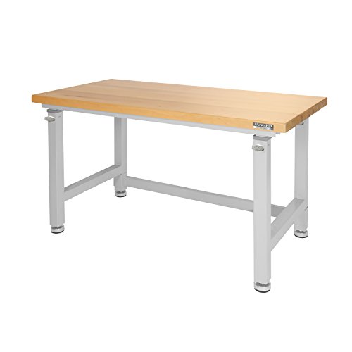 Seville Classics UltraHD Height Adjustable 4-Foot Heavy-Duty Wood Top Workbench Table, 48', Granite Gray