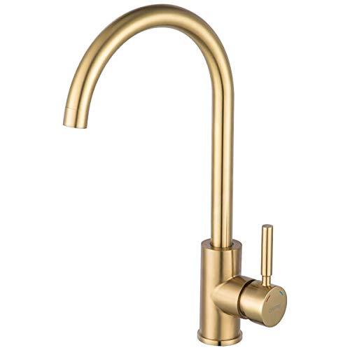 Bar Kitchen Sink Faucet Brushed Gold GAPPO Lead Free Single Handle Bathroom Faucet Prep Kitchen Faucet in Stainless