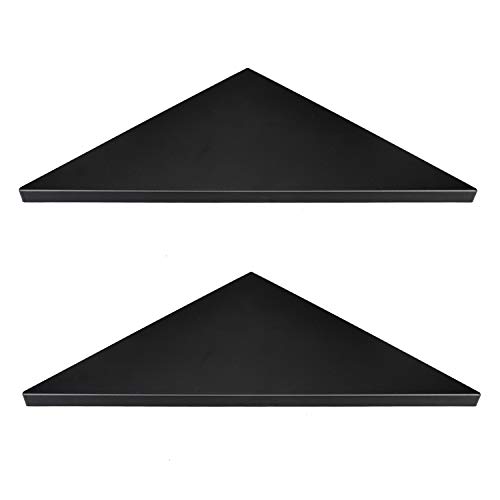 Evron Corner Mounting Shelf,Easy to Install Wall Corner Shelf,Set of 2 (Black Frosting Pattern Right-Angled)
