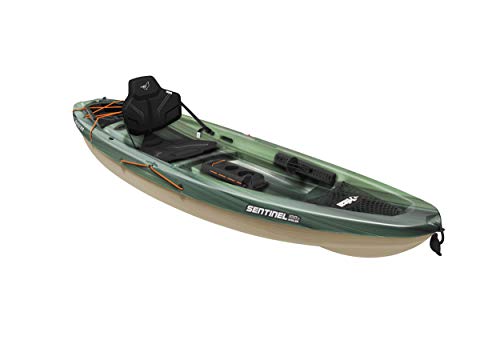 Pelican Sit-on-Top Kayak - Sentinel 100X - 9.5 Feet - Lightweight one Person Kayak (Fade Black Green/Light Khaki, Angler/Fishing) (MBF10P100-00)