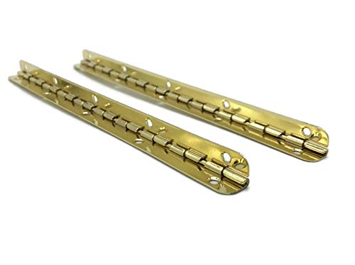 Brass Plated Piano Humidor Hinge - 7-1/2' Long. 90 Degree Stop - 1 Pair | DL-C1361-19010BPS (1)