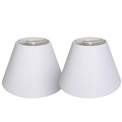 Tootoo Star Double 7x14x9 inch Fabric Natural Linen Cone Barrel Hand Craft Medium Lamp Shade Set of 2, Lampshade for Floor Table Lamp,Spider for Lamp has Harp (Off White)