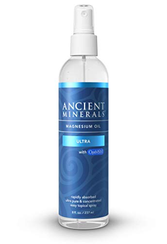 Ancient Minerals Magnesium Oil Spray Ultra with MSM - a Pure Zechstein Topical Magnesium Chloride Supplement with The Added Benefits of OptiMSM (8oz)