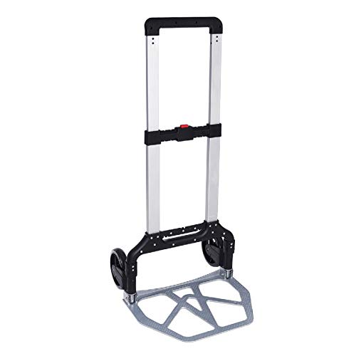 KingSo 330-lb Folding Hand Truck Heavy Duty Capacity Portable Aluminum Alloy Cart and Dolly for Luggage Travel Office Auto Moving, PVC Wheels with Double Bearings and Adjustable Handle