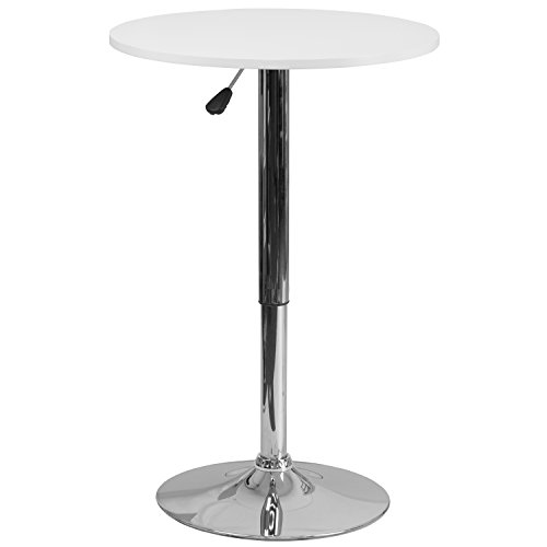 Flash Furniture 23.75'' Round Adjustable Height White Wood Table (Adjustable Range 26.25'' - 35.75'')