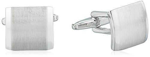 Kenneth Cole Reaction Men's Brushed Silver Cufflinks, Silver, One Size