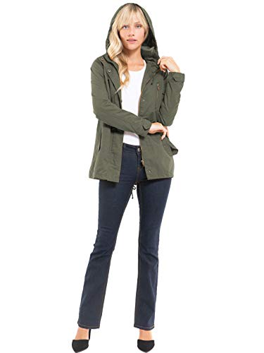 Design by Olivia Women's Military Anorak Safari Hoodie Jacket Olive3 XL