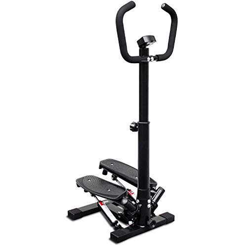 Deco Home Exercise Step Machine w/Adjustable Stability Handle Bars, Non-Slip Pedals, and LCD Tracking Display, Low-Impact Fitness Equipment for Homes, Apartments, Dorms, and More