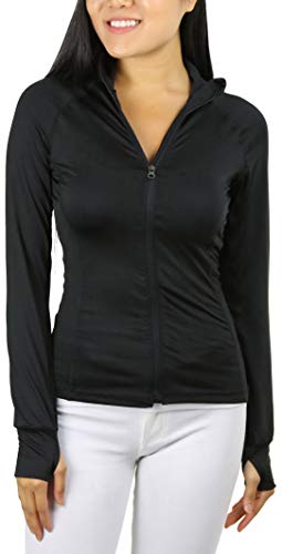 ToBeInStyle Women's Color Block L.S. Full Zip-Up Track Jacket - Black - Small