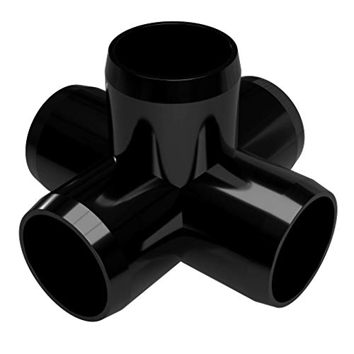 FORMUFIT F1145WC-BK-4 5-Way Cross PVC Fitting, Furniture Grade, 1-1/4' Size, Black (Pack of 4)