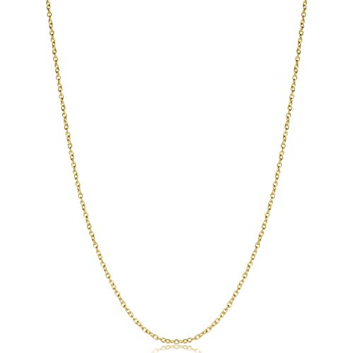 Kooljewelry Yellow Gold Plated Sterling Silver Round Cable Chain Necklace (1.2 mm, 20 inch)