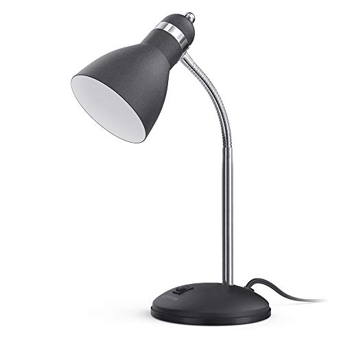 LEPOWER Metal Desk Lamp, Eye-Caring Table Lamp, Study Lamps with Flexible Goose Neck for Bedroom and Office (Sandy Black)
