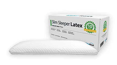 Elite Rest Slim Sleeper - Thin Natural Latex Foam Pillow, Premium Cotton Cover, Great for Back and Stomach Sleepers, Hypoallergenic, Ventilated - Thin Low Profile, 2.75 Inches