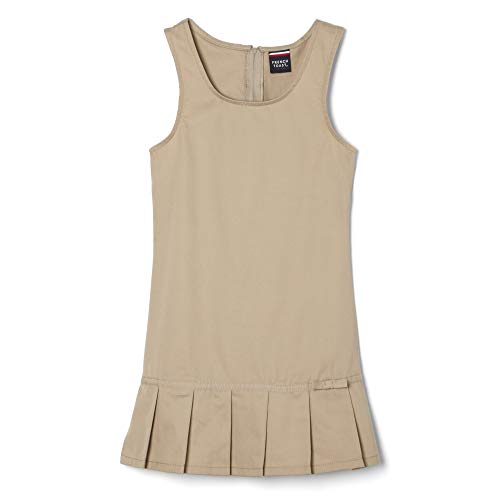 French Toast Little Girls' Pleated Hem Jumper, Khaki, 6