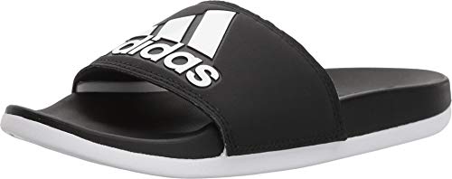 adidas Women's Adilette Comfort Slide Sandal, Black/White/Black, 7 M US
