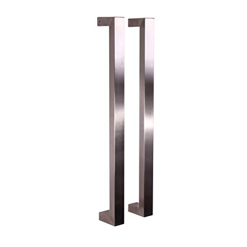 Pull Push 24 inches Handles for Entrance Entry Front Door, Interior and Exterior, Satin Finish, Storefront Door, Commercial Entry Gate and Office Door, Modern and Decent Design Rectangle Style. (24)