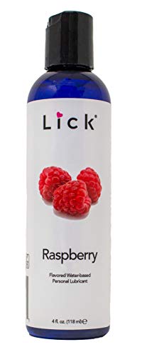 Lick Raspberry Flavored Lube Water-Based for Sex, 4 oz - Edible Lubricant for Sex with All Natural Organic Ingredients - Safe Use with Condoms and Toys…