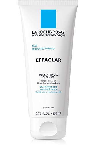 La Roche-Posay Effaclar Medicated Gel Acne Face Wash, Facial Cleanser with Salicylic Acid for Acne & Oily Skin, Suitable for Sensitive Skin, 6.76 Fl. Oz