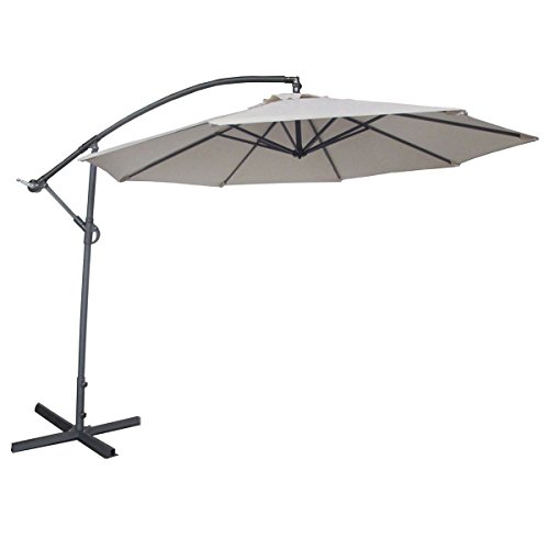 Abba Patio 10-Feet Offset Cantilever Umbrella Outdoor Hanging Patio Umbrella, Ivory