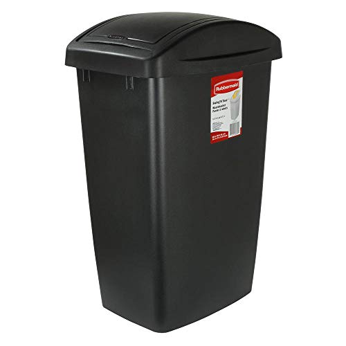 Rubbermaid Swing-Top Lid Recycling Bin for Home, Kitchen, and Bathroom, 12.5 Gallon, Gray