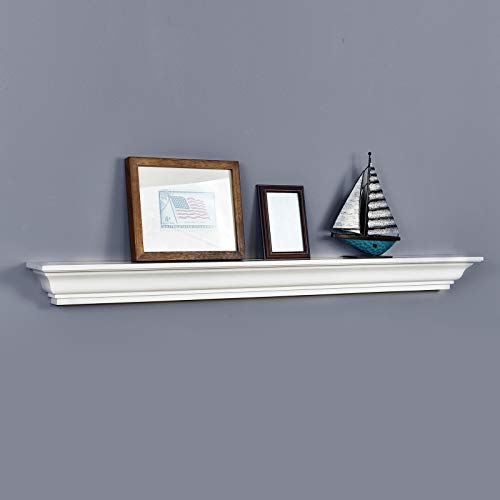 WELLAND Jefferson Crown Molding Floating Shelves Mantel Shelf (48-Inch, White)
