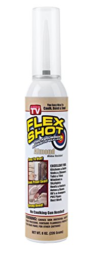 Flex Shot Rubber Adhesive Sealant Caulk, 8-oz, Almond (Mildew Resistant)