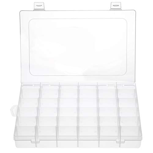 Gospire 36 Grids Clear Plastic Jewelry Box Organizer Storage Container with Removable Dividers ((1.7in1.1in) 36Grid)