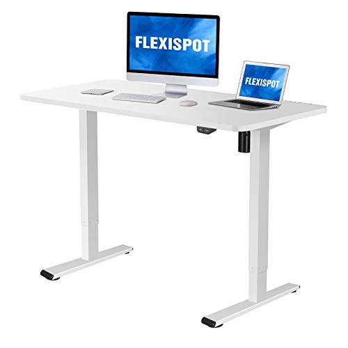 Flexispot Electric Standing Desk Height Adjustable Desk 48 x 30 Inches Sit Stand Desk Home Office Workstation Stand up Desk (White Frame + 48 in White Top)