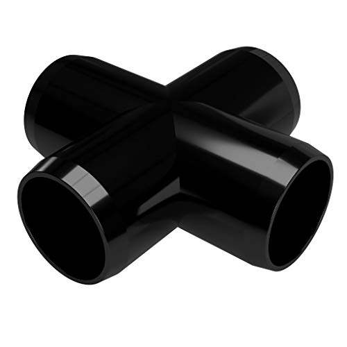 FORMUFIT F012CRX-BK-10 Cross PVC Fitting, Furniture Grade, 1/2' Size, Black (Pack of 10)