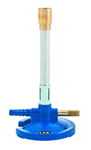 Premium Bunsen Burner, LPG - Flame Stabilizer, Needle Valve Gas Flow Control - Suitable for use with LPG/Butane Gas - Eisco Labs