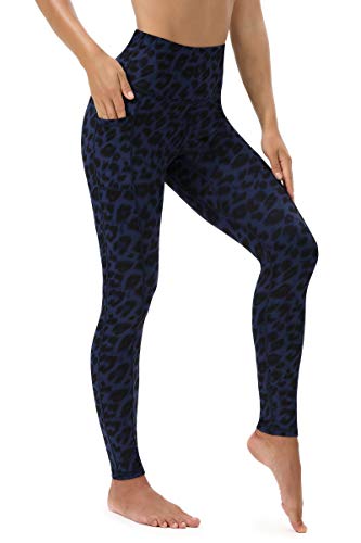 TYUIO Women's High Waisted Pattern Leggings Ankle-Length Yoga Pants with Pockets L