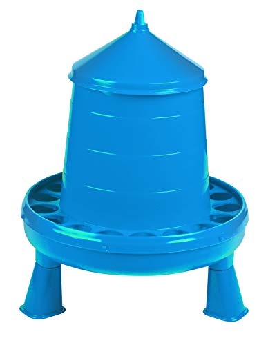 Poultry Feeder with Legs (Blue) - Durable Feeding Container with Carrying Handle for Chickens & Birds (8.5 Lb) (Item No. DT9873)
