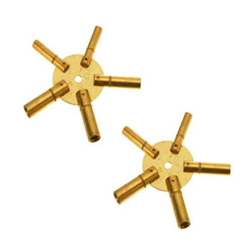Large - 10-Size Solid Brass Clock Winding Keys - 5 Odd & 5 Even Sizes 4 to 13 from Brass Blessing (5188)