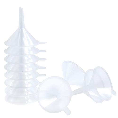 Small Funnel, 12 Pack 2.16inch Clear Plastic Mini Funnels for Science Lab Bottle Filling Liquid, Essential Oils, Perfume