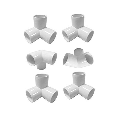 Linksworld 3 Way PVC Corner Fitting 3/4' PVC Elbow Corner Side Outlet Tee Fitting PVC Three Quarter Elbow Fittings for Furniture Grade,Greenhouse shed Pipe Fittings and Tent Connection 6pcs