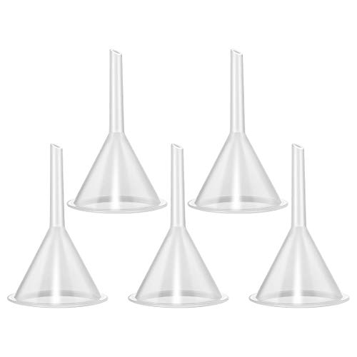 UEETEK 5 Pcs 60ml Multipurpose Plastic Lab Funnels Laboratory Clear White Plastic Filter Funnel