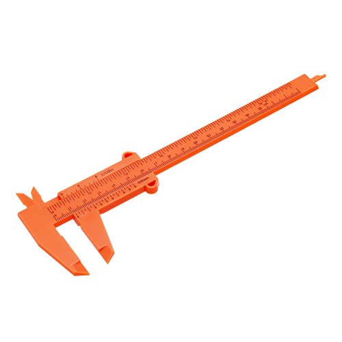 uxcell Vernier Caliper 150mm 6 Inch Metric Plastic Measuring Tool for Precision Measurements Outside Inside Depth Orange