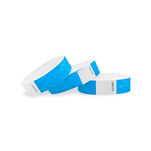 Wristco Neon Blue 3/4' Tyvek Wristbands - 500 Pack Paper Wristbands For Events
