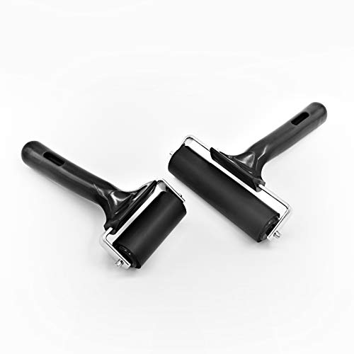 2PCS Rubber Brake Roller, Rubber Drum Paint Brush Ink applicator Art Craft Oil Painting Tools, Printing Ink and Stamping Tools, Used for printmaking(3.8 inch+2.2 inch)