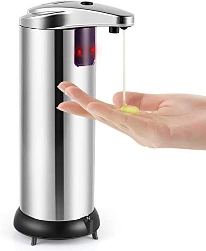 Soap Dispenser, Touchless Automatic Soap Dispenser, Upgraded Waterproof Base Infrared Motion Sensor Stainless Steel Dish Liquid Hands-Free Auto Hand Soap Dispenser
