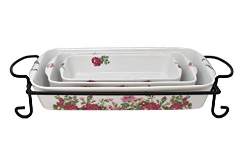 Darbie's 4 Piece Rose Baking and Serving Set - Red