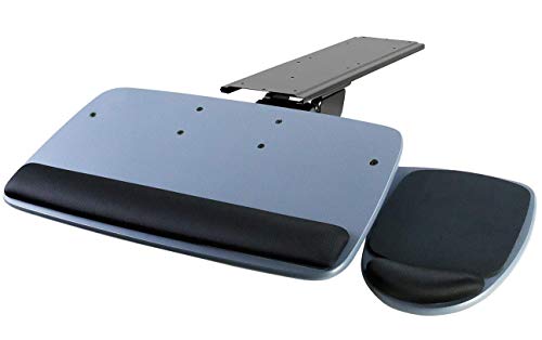 Mount-It! Under Desk Keyboard Tray, Adjustable Keyboard and Mouse Drawer Platform with Ergonomic Wrist Rest Pad, 17.25' Track (MI-7137)